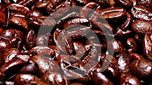 Roasted coffee beans pile