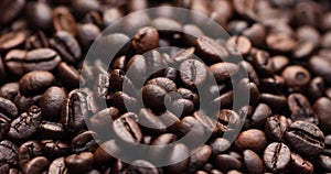 Roasted Coffee Beans, Rotating Macro Shot