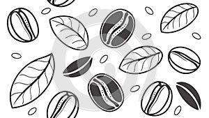Roasted Coffee Beans Scattered Pattern Background, vector design Generative AI