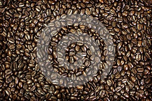 Roasted coffee beans texture. photo