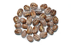 Roasted Coffee Beans on white background