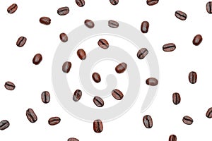 Roasted coffee beans in white background