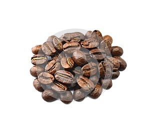 Roasted coffee beans, white background