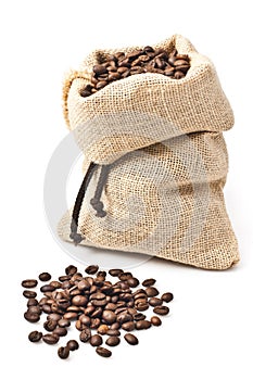 Roasted coffee beans with yuta bag photo