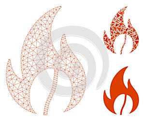 Roasted Coffee Vector Mesh Wire Frame Model and Triangle Mosaic Icon