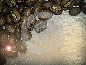 Roasted coffeebeans,show detail and texture of seed