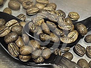 Roasted coffeebeans,show detail and texture of seed