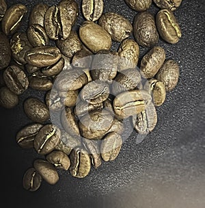 Roasted coffeebeans,show detail and texture of seed