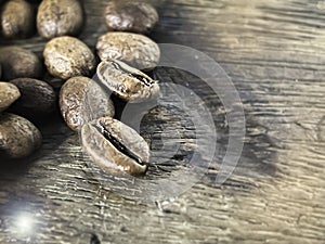 Roasted coffeebeans,show detail and texture of seed