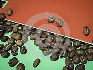 Roasted coffeebeans,show detail and texture of seed