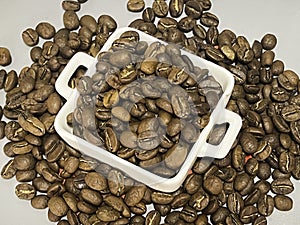 Roasted coffeebeans,show detail and texture of seed
