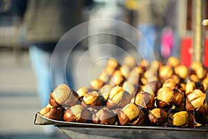 Roasted colorful chestnuts