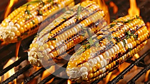 Roasted corn cobs on a grill evoke the essence of grilled corn, Ai Generated