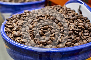 Roasted decaf coffee beans without caffeine