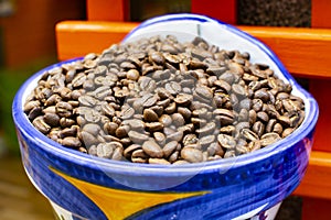 Roasted decaf coffee beans without caffeine