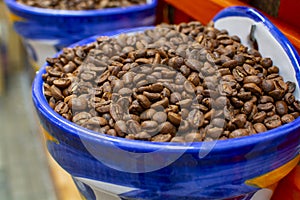 Roasted decaf coffee beans without caffeine