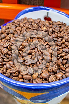 Roasted decaf coffee beans without caffeine