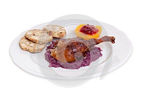 Roasted duck with red cabbage