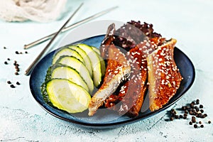 Roasted eel with sause. Kabayaki.