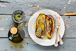 Roasted eggplant with pesto