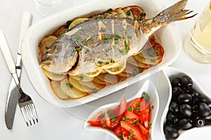 Roasted gilt-head bream with potato