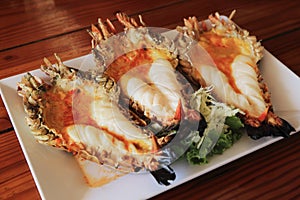 Roasted grilled giant river shrimp or prawn, Thai fod