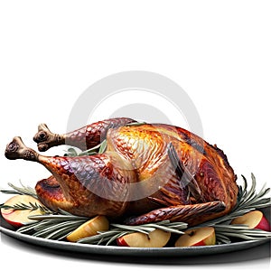 roasted grouse, stuffed with apples and onions and garnished with fresh sage,