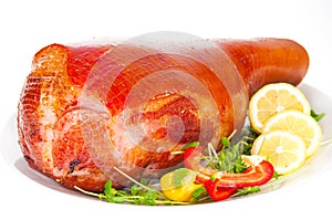 Roasted Ham for Christmas with chill and Lemon