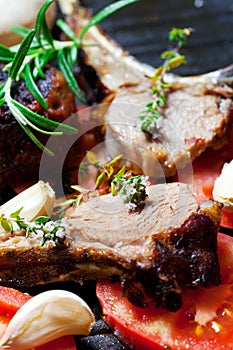 Roasted lamb chop photo