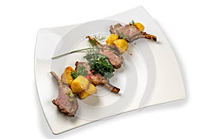 Roasted lamb chops with potatoes