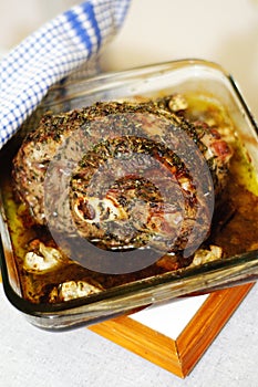 Roasted lamb leg