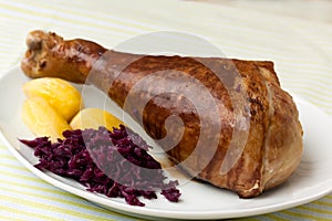 Roasted leg of turkey