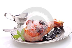 Roasted leg of turkey