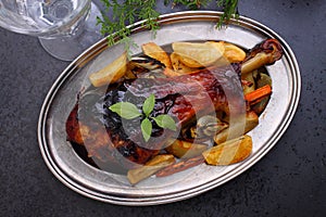 Roasted leg of turkey