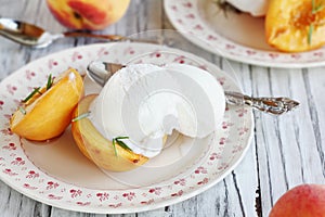 Roasted Peaches with Vanilla Ice Cream