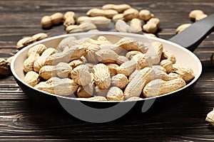 Roasted peanuts in a pan