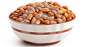 Roasted peanuts in a rustic ceramic bowl.AI Generated
