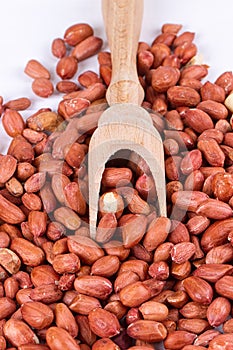 Roasted peanuts with spatula