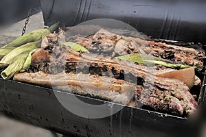 Roasted pig barbecue photo