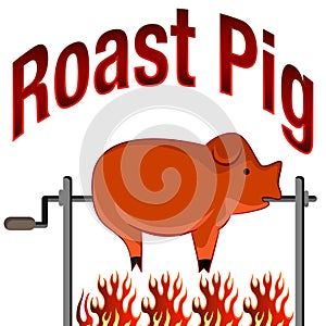 Roasted Pig Cartoon and Text