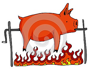 Roasted Pig on a Spit