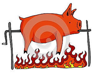 Roasted Pig on a Spit photo