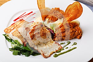 Roasted pikeperch fillet