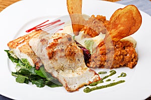 Roasted pikeperch fillet