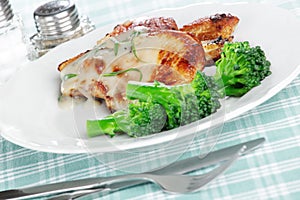 Roasted pork with broccoli