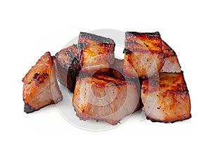 roasted pork ribs on white background