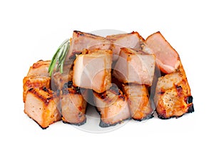 roasted pork ribs on white background