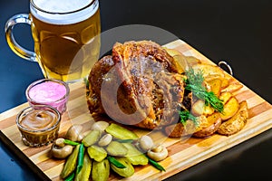 Roasted pork shank with beer