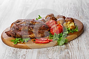 Roasted pork shoulder on the bone