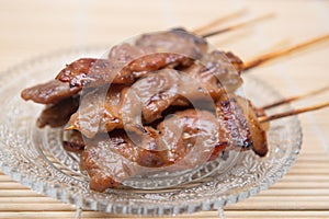 Roasted pork skewers Thai style food